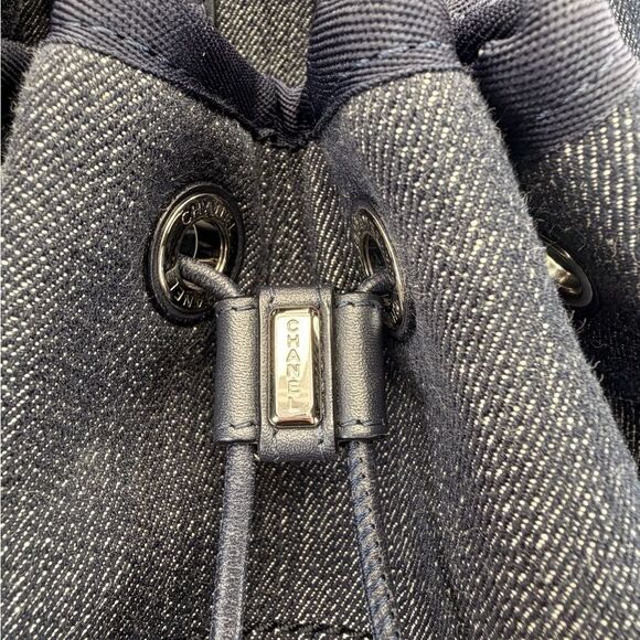 Chanel Deauville Large Navy Denim Canvas Drawstring Backpack